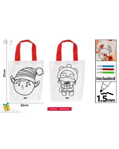 BOLSA MP NAVIDAD PARA PINTAR + 3 ROTULADORES CH57011-3 37X22CM