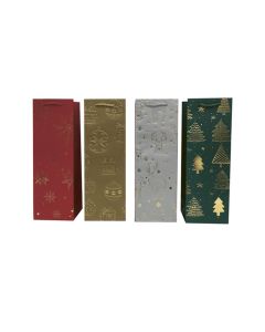 BOLSA BOTELLERO ARGUVAL NAVIDAD BRILLO 35X12X10CM PAQUETE 12UD