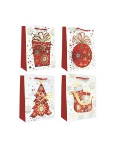 BOLSA NAVIDAD MEDIANA WHITE 32X26X10CM PAQUETE 12UD