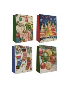 BOLSA NAVIDAD MEDIANA COLORS 32X26X10CM PAQUETE 12UD