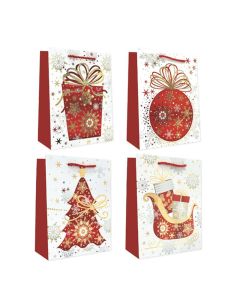 BOLSA NAVIDAD GRANDE WHITE 42X31X12CM PAQUETE 12UD