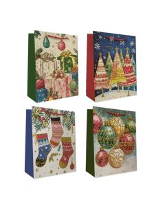 BOLSA NAVIDAD GRANDE COLORS 42X31X12CM PAQUETE 12UD