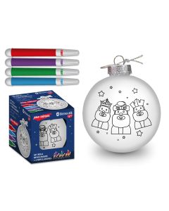 BOLA DE NAVIDAD BISMARK REYES MAGOS 8CM PARA COLOREAR