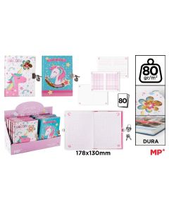 DIARIO CANDADO MP PB891-01 18X13CM 80G 80H