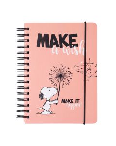 CUADERNO ERIK TAPA DURA ESPIRAL SNOOPY CON GOMA A5 PUNTEADO