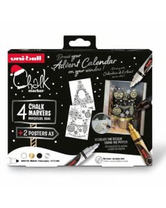 ROTULADOR TIZA LIQUIDA UNI CHALK PWE-5M NAVIDAD 4 COLORES