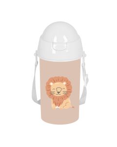 BOTELLA SAFTA PVC CON PAJITA PREESCOLAR LEON APERTURA AUTOM. 500ML