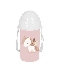 BOTELLA SAFTA PVC CON PAJITA PREESCOLAR UNICORNIO APERTURA AUTOM. 500ML
