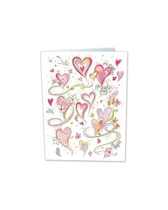 POSTAL FELICITACION TURNOWSKY CORAZONES 17X12CM